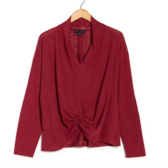 Sanctuary Red Front Twist Knot Top Shirt Women's Plus Size 3X NWT - Picture 2 of 5